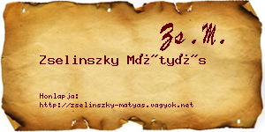 Zselinszky Mátyás névjegykártya
