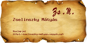 Zselinszky Mátyás névjegykártya